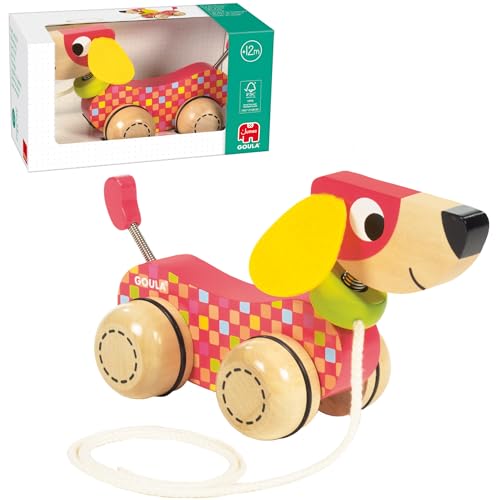 Goula Perrito de arrastre de madera preescolar a partir de 12 meses