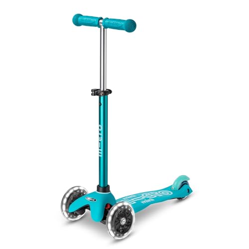 Micro® Mini Deluxe LED | Patinete Infantil Premium 3 Ruedas con Luces LED sin Pilas| Manillar Ajustable y Desmontable | Plataforma Antideslizante | Giro por Inclinación | Niños y Niñas | +2 Años