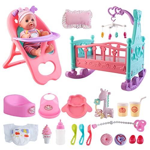 deAO Mi Primera Muñeca Bebé (set de cuidados, 21 piezas)