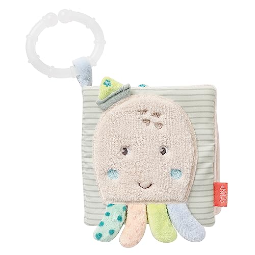 Fehn libro de tela pulpo táctil para bebé recién nacido con espejo, chirriador y papel crujiente