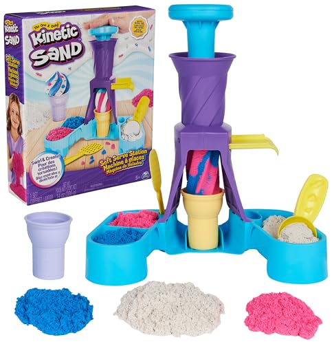 Kinetic Sand - Juego de Helados - 400 g de Arena Mágica Moldeable, 2 Conos de Helado y 2 Herramientas - Kit Manualidades Niños - Juguetes Niños 5 Años + - Arena Kinetica