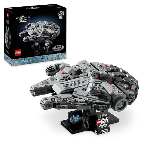 LEGO Star Wars 75375 Halcón Milenario -Maqueta para Adultos de Nave Estelar Coleccionable con Base y Placa - Decoración de Escritorio - Regalo para Hombres, Mujeres y Fans de Una Nueva Esperanza