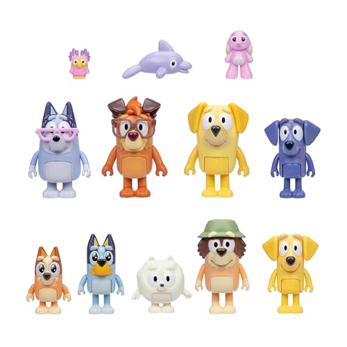 Bluey Pack de 12 Figuras para contar historias, incluye Joff y Pom Pom