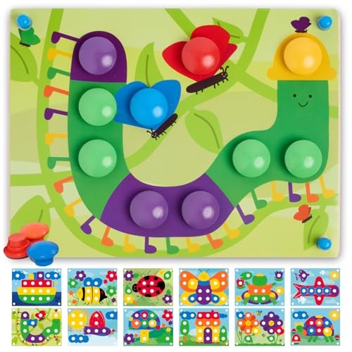 Nene Toys puzzle de madera Montessori para peques de 2 años, encajar y vocabulario