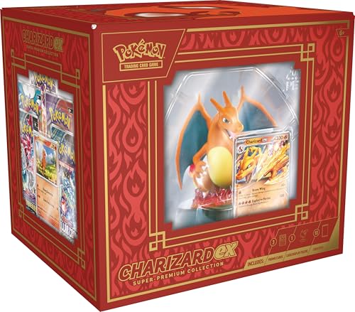 Colección superprémium Charizard ex con figura y 3 cartas holográficas de promoción