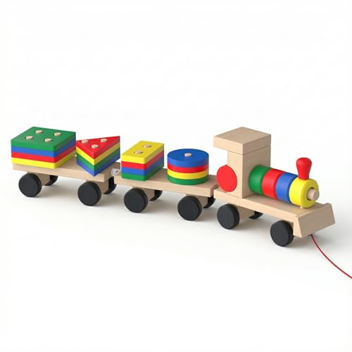 COSYLAND Montessori Juguetes a Partir de 1 año – Juguete de Madera para Tirar y apilar | Juguete para Dibujar y motricidad | Montessori Juguetes para bebés y niños a Partir de 1 año